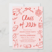 Modern Hand Drawn Class of 2026 Graduation Party Einladung (Vorderseite)