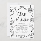 Modern Hand Drawn Class of 2026 Graduation Party Einladung (Vorderseite)