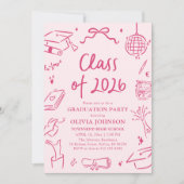 Modern Hand Drawn Class of 2026 Graduation Party Einladung (Vorderseite)