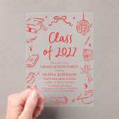 Modern Hand Drawn Class of 2027 Graduation Party Acryleinladungen (Insitu (Handheld))