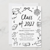 Modern Hand Drawn Class of 2027 Graduation Party Einladung (Vorderseite)