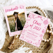 Modern Hand Drawn Class of 2027 Graduation Party Einladung