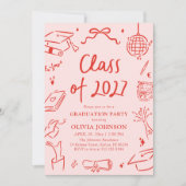 Modern Hand Drawn Class of 2027 Graduation Party Einladung (Vorderseite)