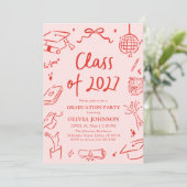 Modern Hand Drawn Class of 2027 Graduation Party Einladung (Stehend Vorderseite)