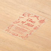 Modern Hand Drawn Class of 2028 Graduation Party Acryleinladungen (Ablage )