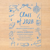 Modern Hand Drawn Class of 2028 Graduation Party Acryleinladungen (Vorderseite)