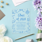 Modern Hand Drawn Class of 2028 Graduation Party Acryleinladungen (In Situ (Hochzeit))