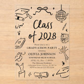 Modern Hand Drawn Class of 2028 Graduation Party Acryleinladungen (Vorderseite)