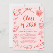 Modern Hand Drawn Class of 2028 Graduation Party Einladung (Vorderseite)