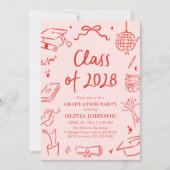 Modern Hand Drawn Class of 2028 Graduation Party Einladung (Vorderseite)