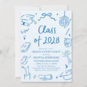 Modern Hand Drawn Class of 2028 Graduation Party Einladung (Vorderseite)