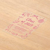 Modern Hand Drawn Class of 2029 Graduation Party Acryleinladungen (Ablage )