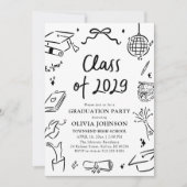 Modern Hand Drawn Class of 2029 Graduation Party Einladung (Vorderseite)