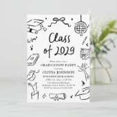 Modern Hand Drawn Class of 2029 Graduation Party Einladung (Stehend Vorderseite)