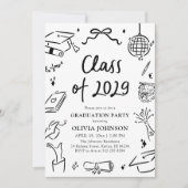 Modern Hand Drawn Class of 2029 Graduation Party Einladung (Vorderseite)