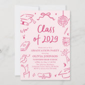 Modern Hand Drawn Class of 2029 Graduation Party Einladung (Vorderseite)