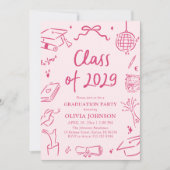 Modern Hand Drawn Class of 2029 Graduation Party Einladung (Vorderseite)