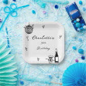 Modern Hand Drawn disco ball 30th Birthday Pappteller (Party)