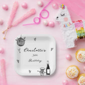 Modern Hand Drawn disco ball 30th Birthday Pappteller (Party)