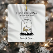 Modern Hand-Drawn First Christmas in New Home  Keramikornament