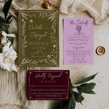 Modern Hand Drawn Grasslands Floral Garden Wedding