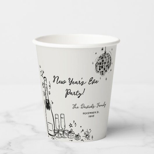 Modern Hand Drawn New Year's Eve Party Pappbecher (Vorderseite)