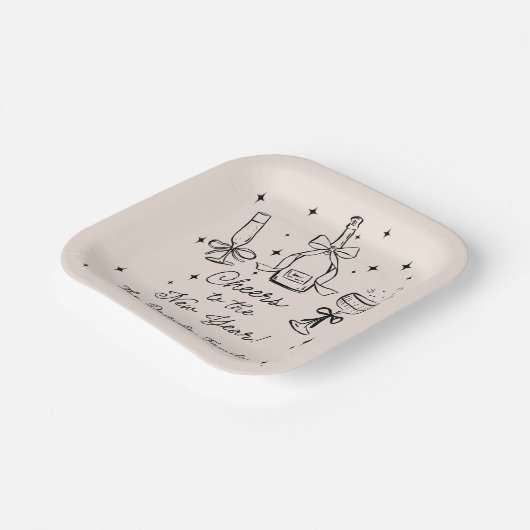 Modern Hand Drawn New Year's Eve Party  Pappteller (Gewinkelt)
