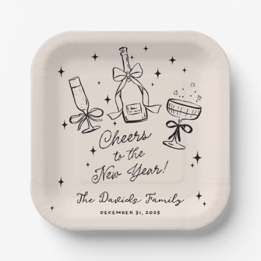 Modern Hand Drawn New Year's Eve Party Pappteller (Vorderseite)