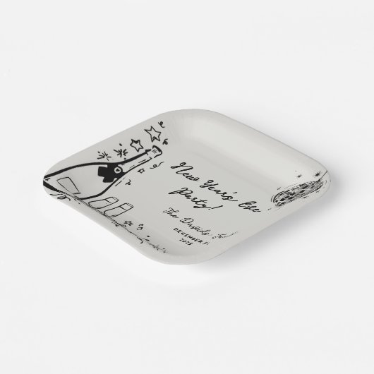 Modern Hand Drawn New Year's Eve Party Pappteller (Gewinkelt)