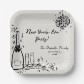 Modern Hand Drawn New Year's Eve Party Pappteller (Vorderseite)
