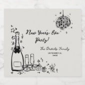 Modern Hand Drawn New Year's Eve Party  Schaumweinetikett (Einzelnes Label)