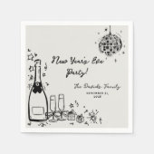 Modern Hand Drawn New Year's Eve Party Serviette (Vorderseite)