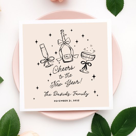 Modern Hand Drawn New Year's Eve Party Serviette
