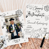 Modern Hand Drawn Photo Graduation Party Einladung