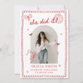 Modern Hand Drawn Photo Graduation Party Einladung (Vorderseite)