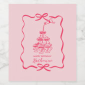 Modern Hand Drawn Pink Champagne Tower Birthday Weinetikett (Einzelnes Label)