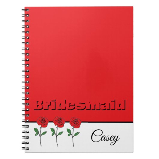 Modern Hand Drawn Red Roses Bridesmaid Notizblock (Vorderseite)