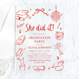 Modern Hand Drawn She did it Graduation Party Acryleinladungen