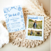 Modern Hand Drawn She did it Graduation Party Einladung