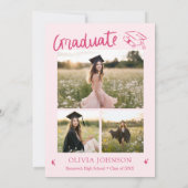 Modern Hand Drawn She did it Pink Graduation Party Einladung (Rückseite)