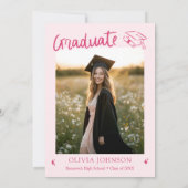 Modern Hand Drawn She did it Pink Graduation Party Einladung (Rückseite)