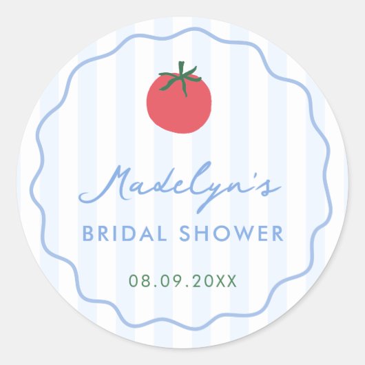 Modern Hand-Drawn Tomato Bridal Shower Favor Runder Aufkleber (Vorderseite)