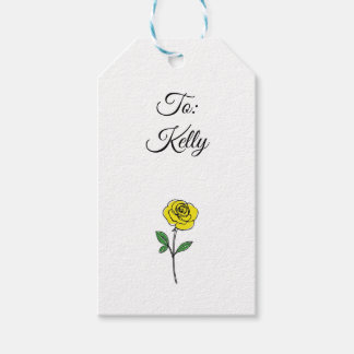 Modern Hand Drawn Yellow Rose Customize Name Geschenkanhänger