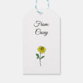 Modern Hand Drawn Yellow Rose Customize Name Geschenkanhänger (Rückseite)
