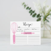 Modern Hand Letted Pink Whisk BridalRezept Card Postkarte (Stehend Vorderseite)
