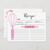 Modern Hand Letted Pink Whisk BridalRezept Card Postkarte (Vorne/Hinten)