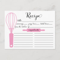 Modern Hand Letted Pink Whisk BridalRezept Card