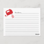 Modern Hand Letted Red Whisk Recipe Card Postkarte (Rückseite)