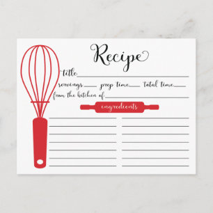 Modern Hand Letted Red Whisk Recipe Card Postkarte