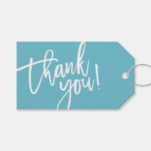 MODERN HAND LETTERED danke Ihnen Aqua White Writin Geschenkanhänger